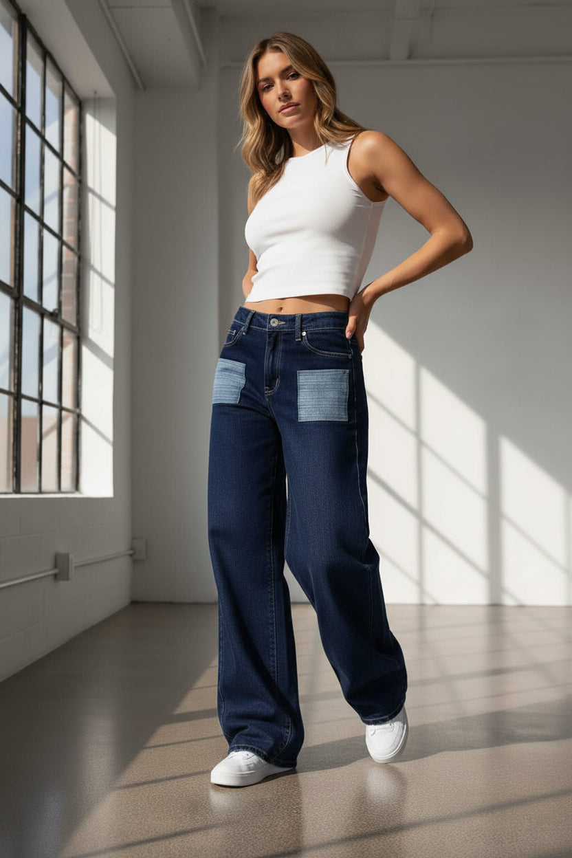 Baggy Jeans Para Mujer Azul rotos