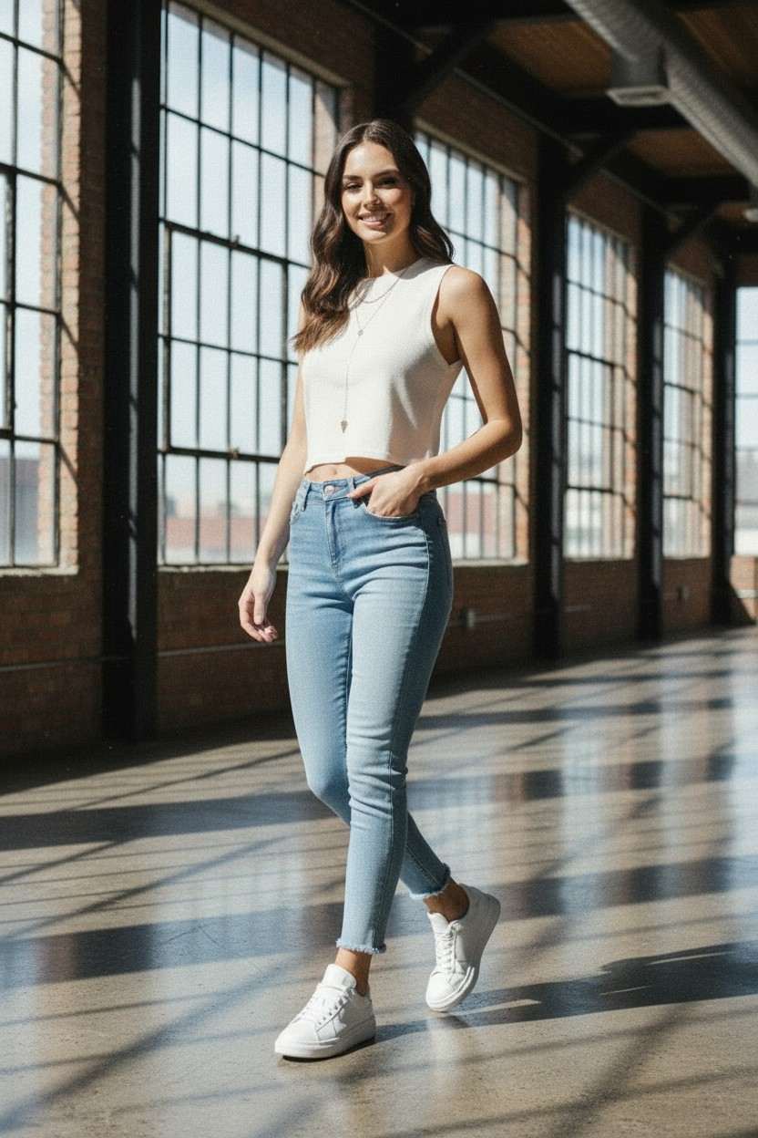 PDMX Jeans jeans de mezclilla azul claro ajustados para mujer