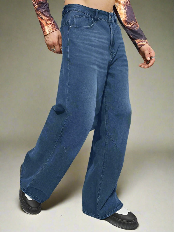 PDMX Jeans: Baggy jeans wide leg azul oscuro