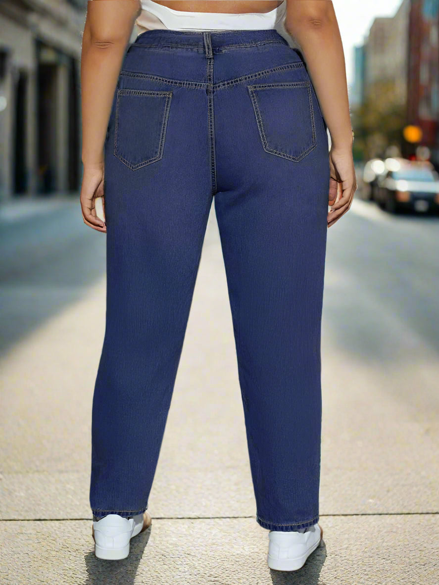 Jeans Azules Oscuro Rotos Tallas Extras Mujer Plus Size PDMX