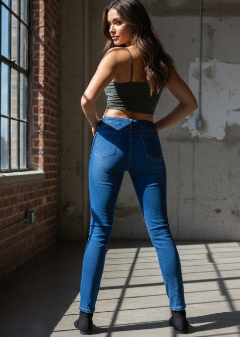 Skinny Jean Mom Azul Marino Para Mujer