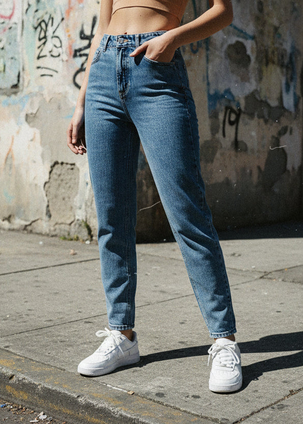Jeans vintage azul clásica para mujer estilo PDMX Jeans