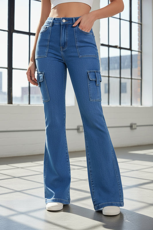 Jeans Azul Serenidad Campana Wide-Leg Flare