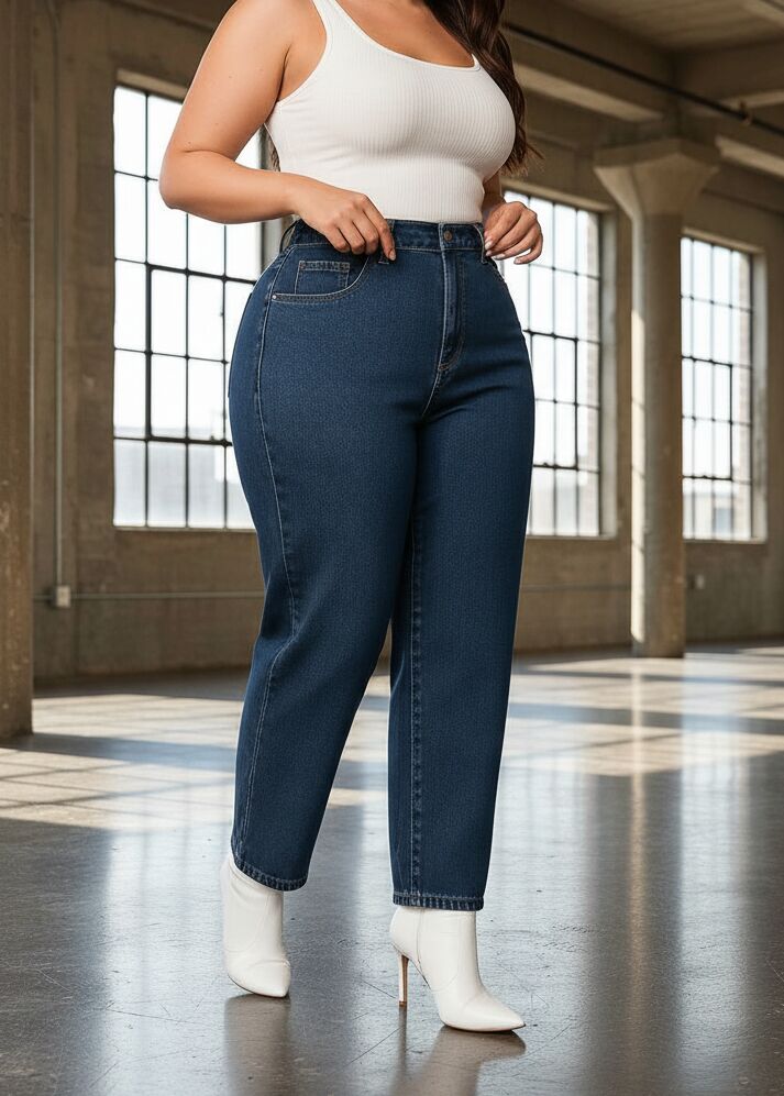 Jeans azul oscuro regulares para mujer de tallas extras PDMX
