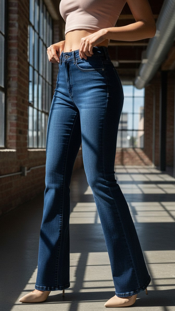 Jeans Campana Azul Cielo de Tiro Alto