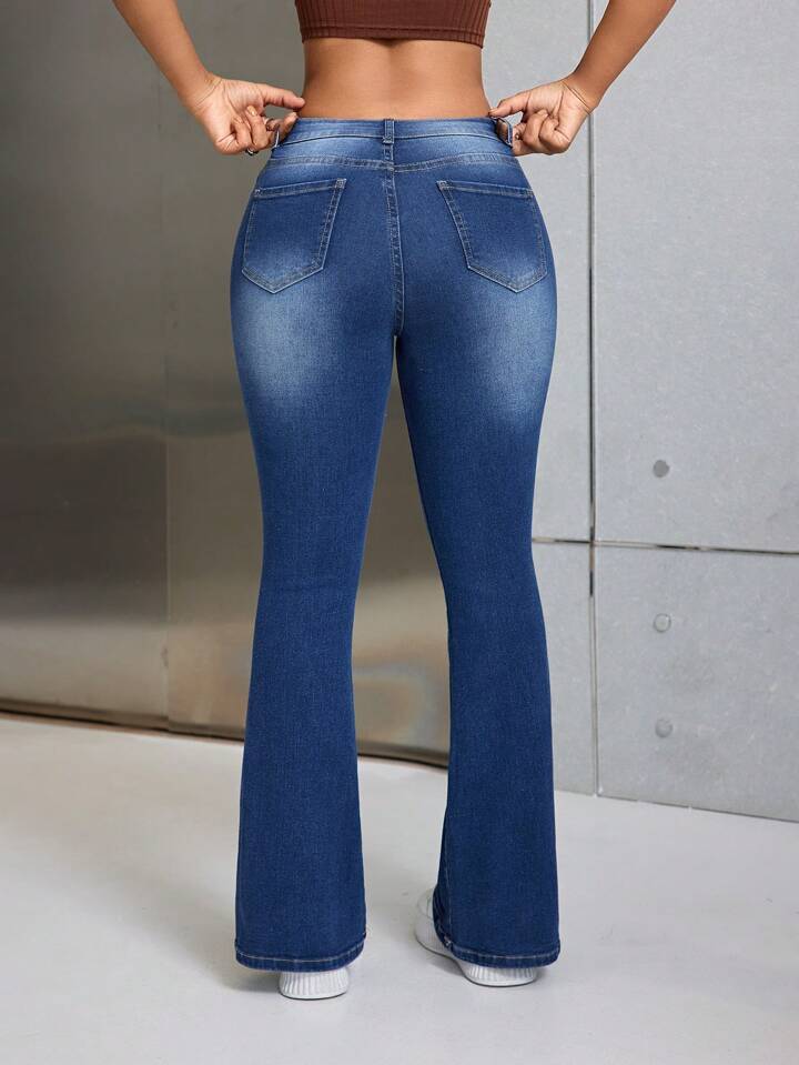 Jeans Campana Azul Profundo de Tiro Alto