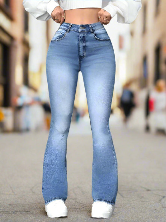 Jeans Campana Azules Rotos para Mujer - Vista Frontal