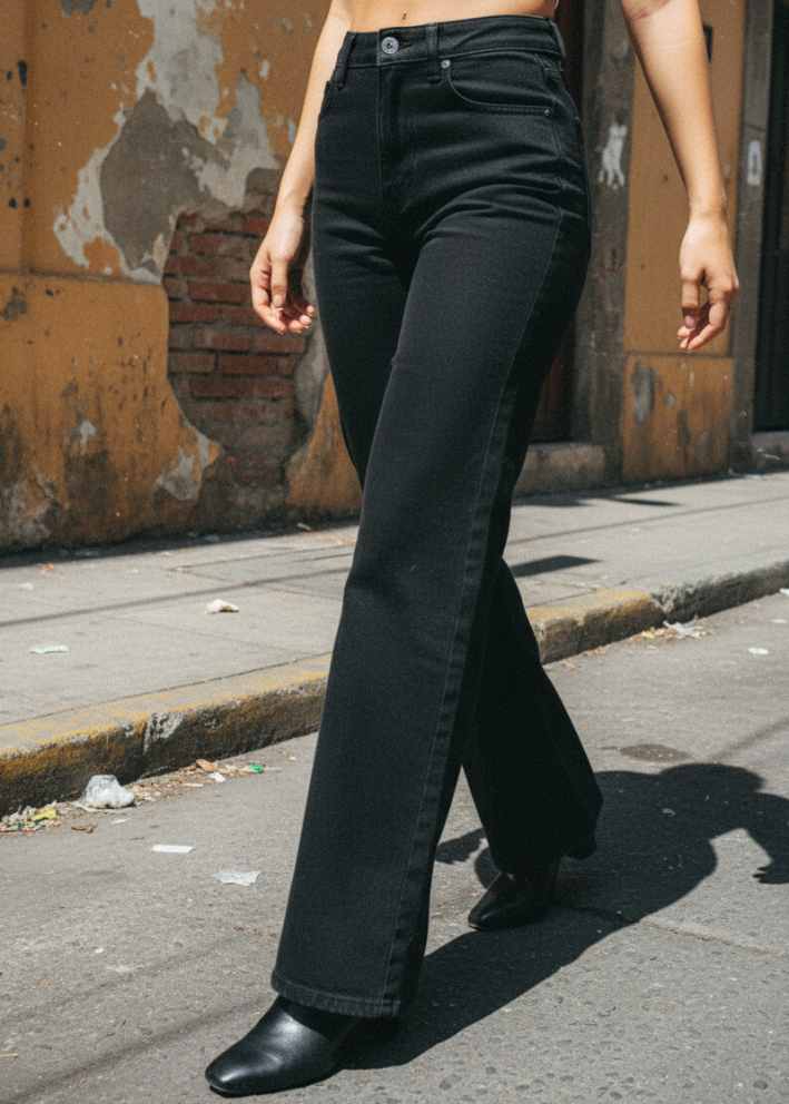 Jeans Campana Negros Esenciales flare jeans PDMX