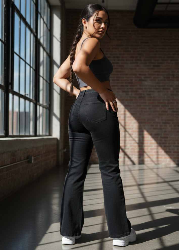 Jeans Campana Negros Esenciales flare estilo para mujer PDMX Jeans