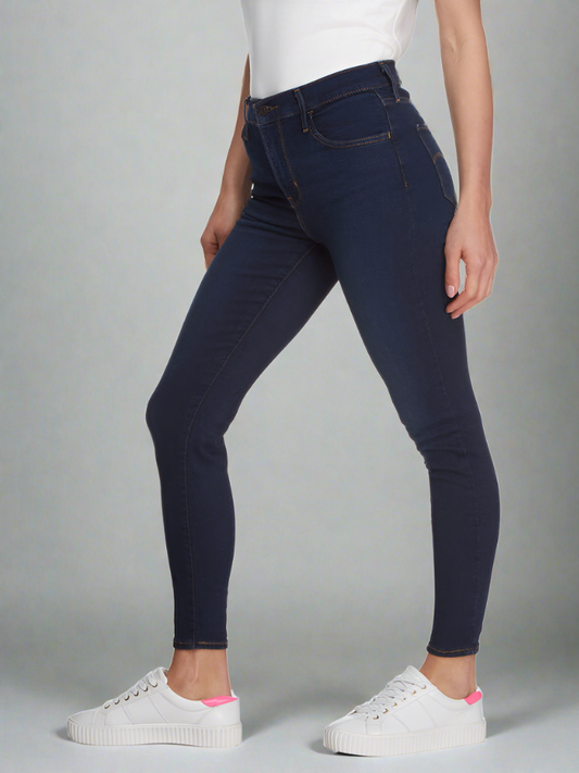 Jeans De Mezclilla Ajustados Chic En Azul Marino