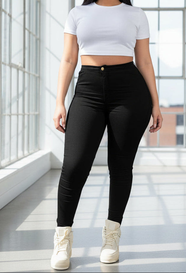 Jeans negros skinny fit mujer curvy stretch de PDMX Jeans para uso diario