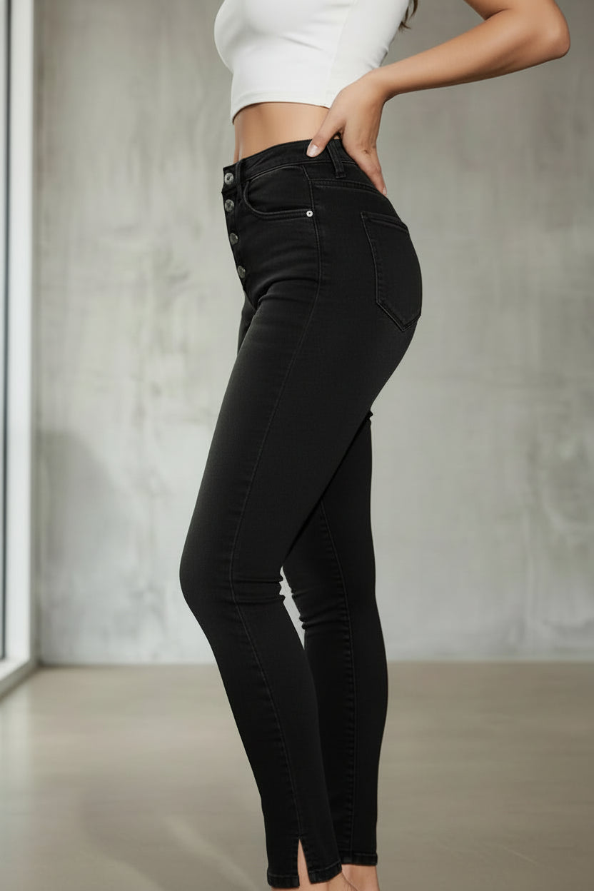 Jeans Skinny Mujer Negro Clásico Stretch
