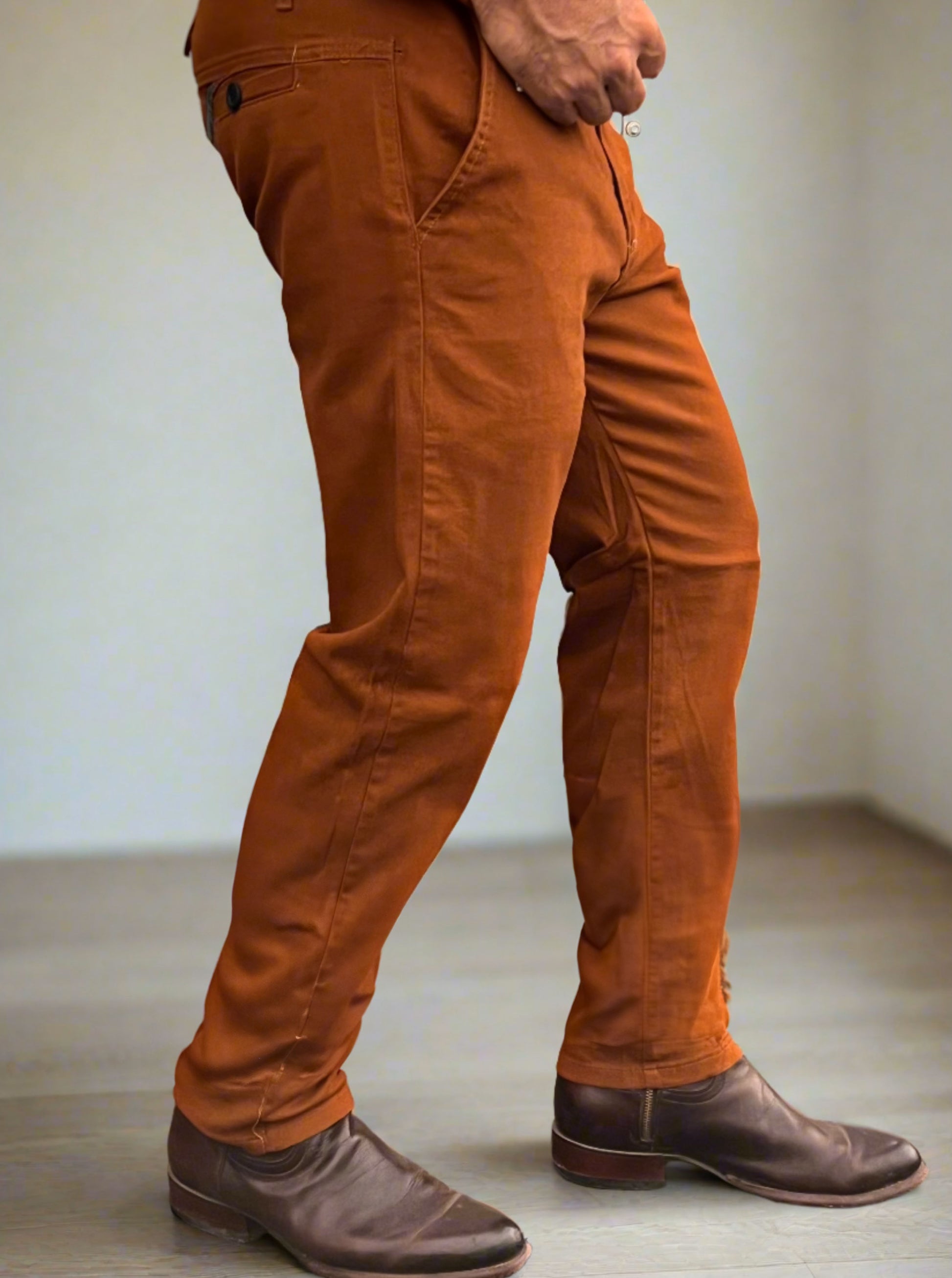 PDMX Pantalones Chino Naranja Quemado para Hombre