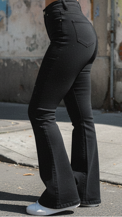 PDMX Jeans Campana Negros Levantamiento de Glúteos - Vista Lateral
