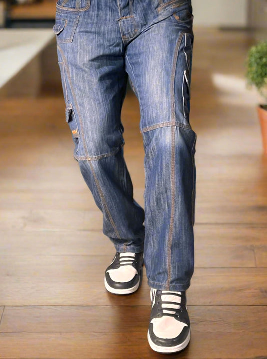 Jeans Cargo Azul Índigo para Hombre PDMX Jeans