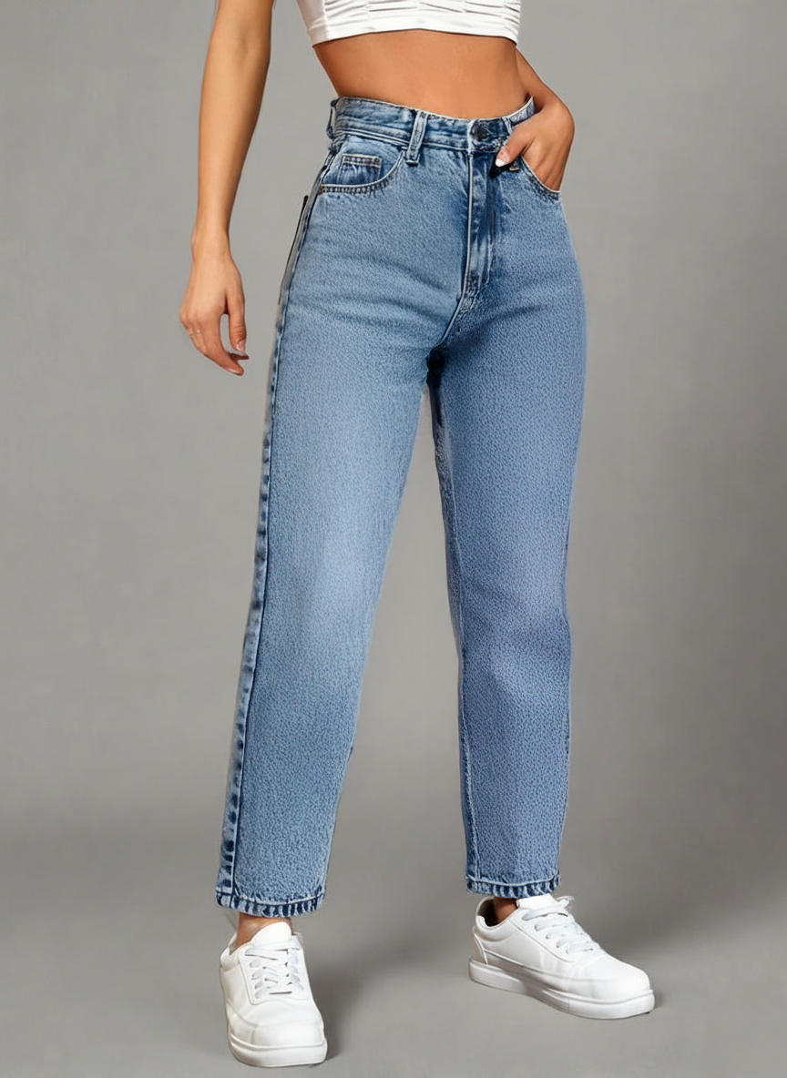 Vista trasera de Jeans Mom Azules Cielo para Mujer de PDMX
