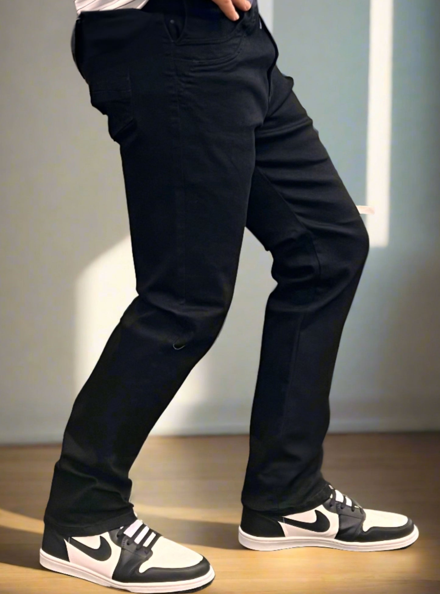 Pantalones Corte Recto Ajustados Negros para Hombre PDMX