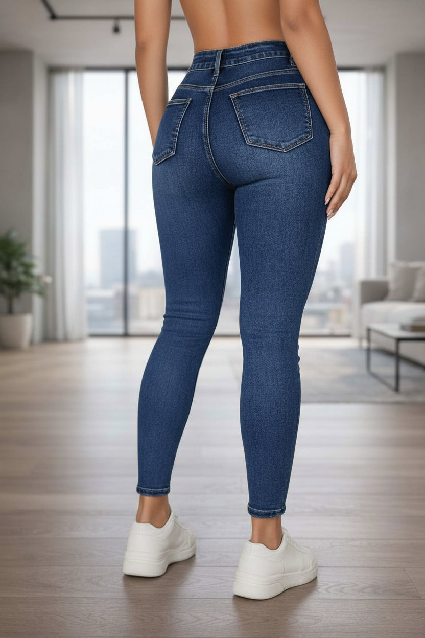 PDMX Jeans efecto figura azul imperio ajuste sculpt stretch