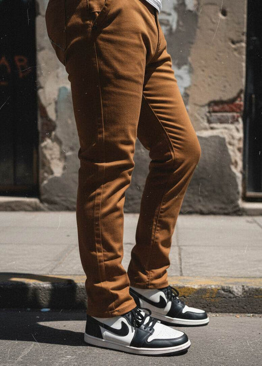 PDMX Jeans pantalón skinny stretch marrón canela hombre