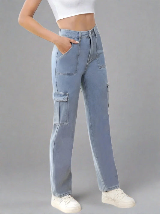 Pantalon cargo denim hotsell