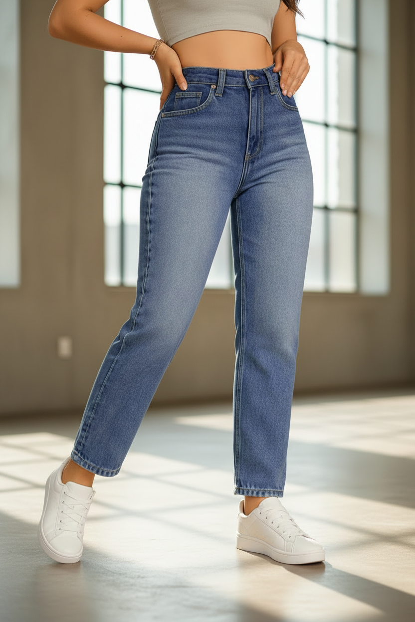 Pantalones Mom Jeans Azules para Look Moderno