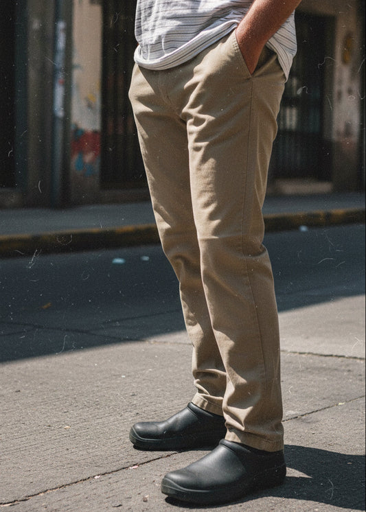 Pantalón Chino Hombre Caqui Gabardina
