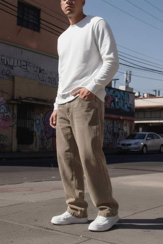 Jean Baggy Hombre Beige Tierra TERRENO PDMX Jeans Mexico

