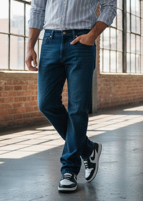 Denim Stretch Azul Marino Profundo PDMX Corte Recto Hombre