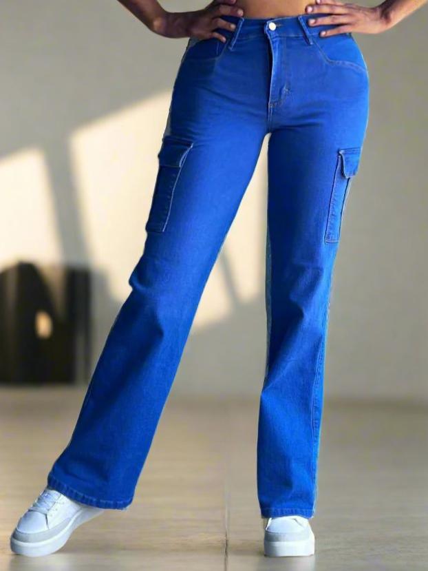 PDMX Pantalones Cargo Azul Rey Levanta Pompis