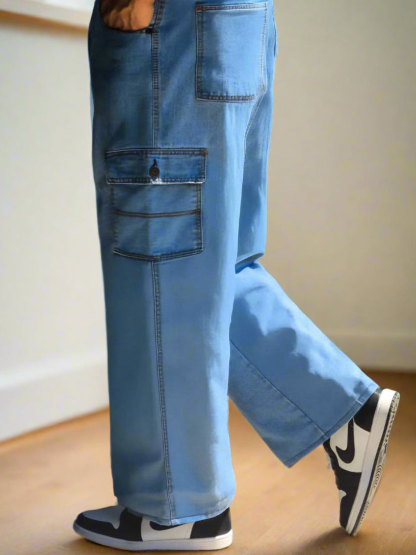 Cargo Super Baggy Azul Claro | PDMX Jeans