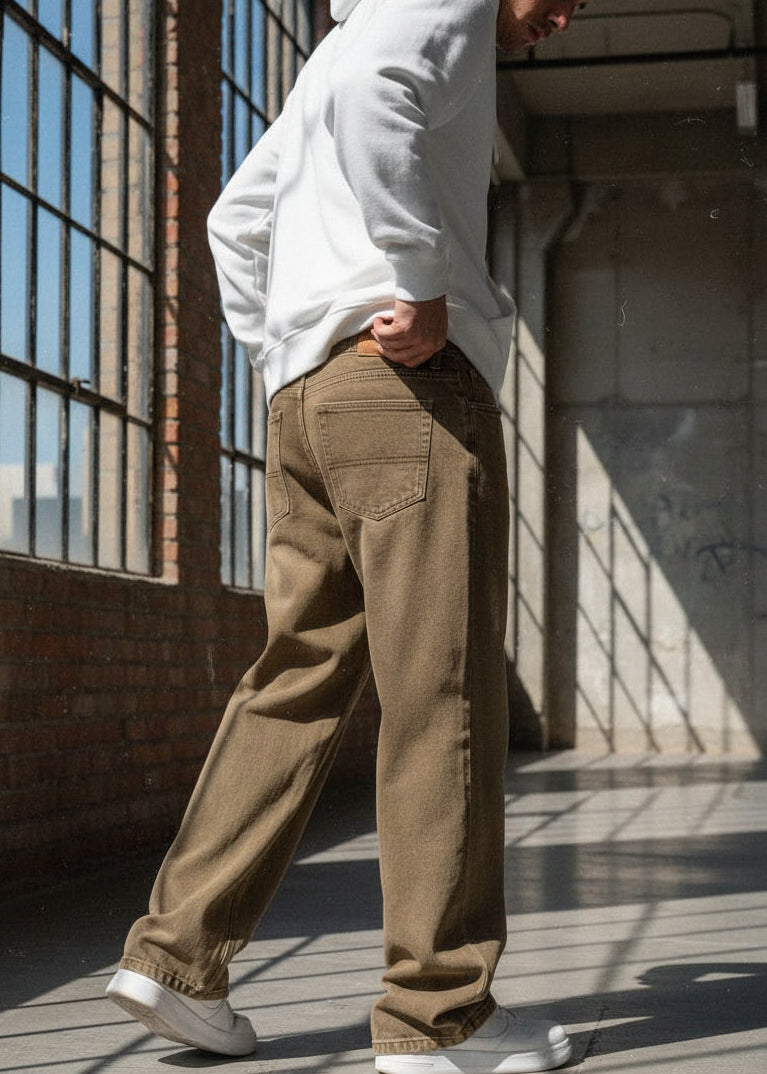 Pantalones Baggy Hombre Beige Streetwear PDMX Jeans