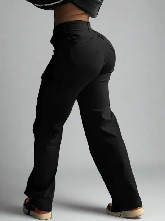 Pantalones Cargo Mujer Negro Cintura Alta PDMX Jeans