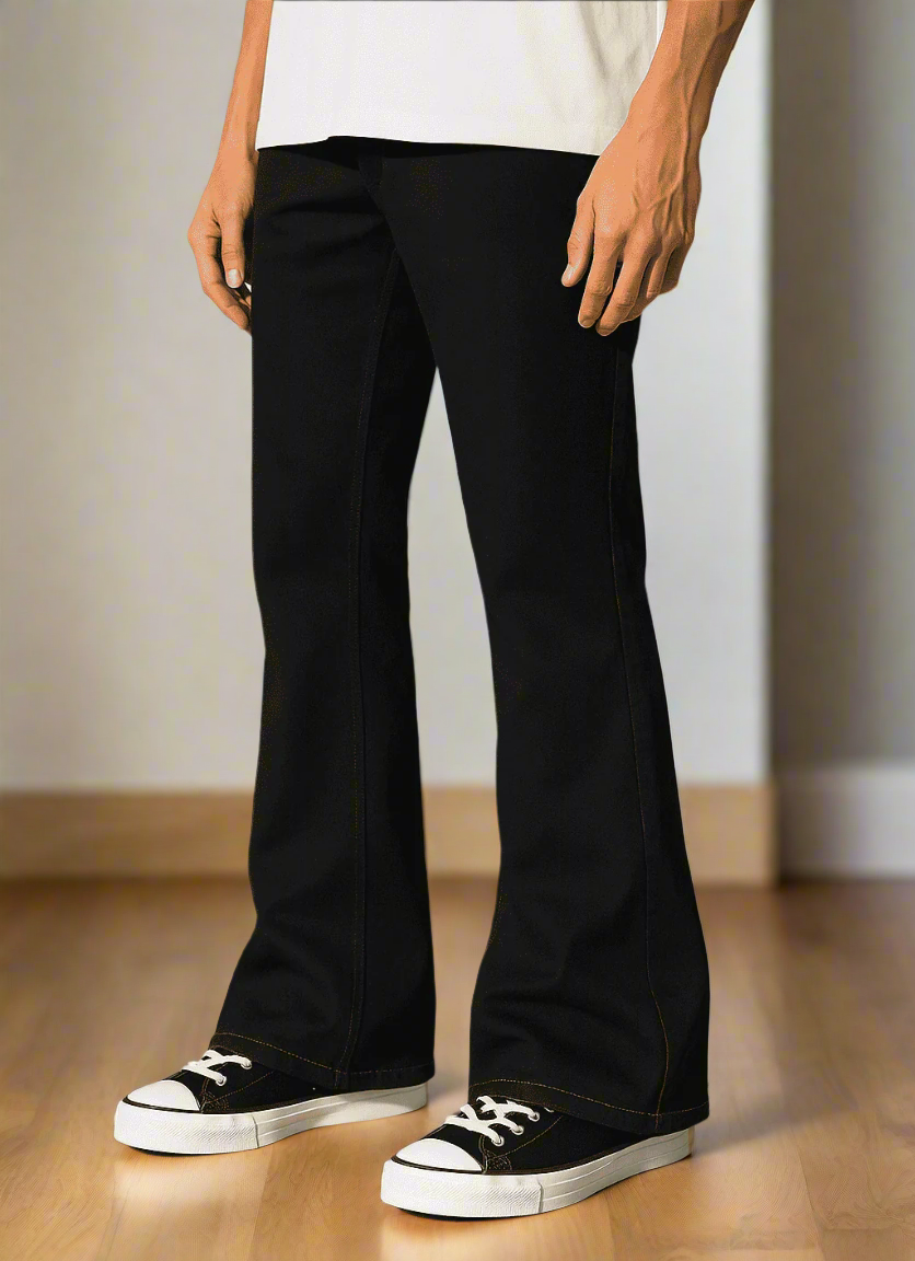 Campana Jeans Negros para Hombre de Corte Rotos