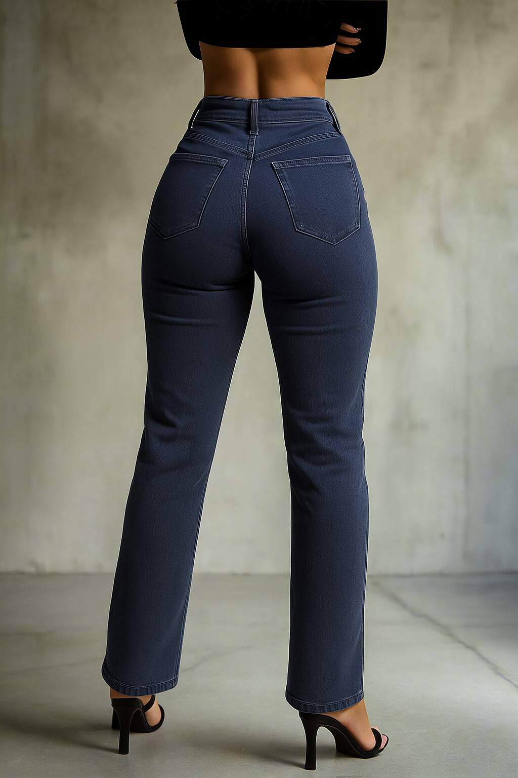 Jeans PDMX Mom Fit en mezclilla premium gris pizarra intenso para mujer