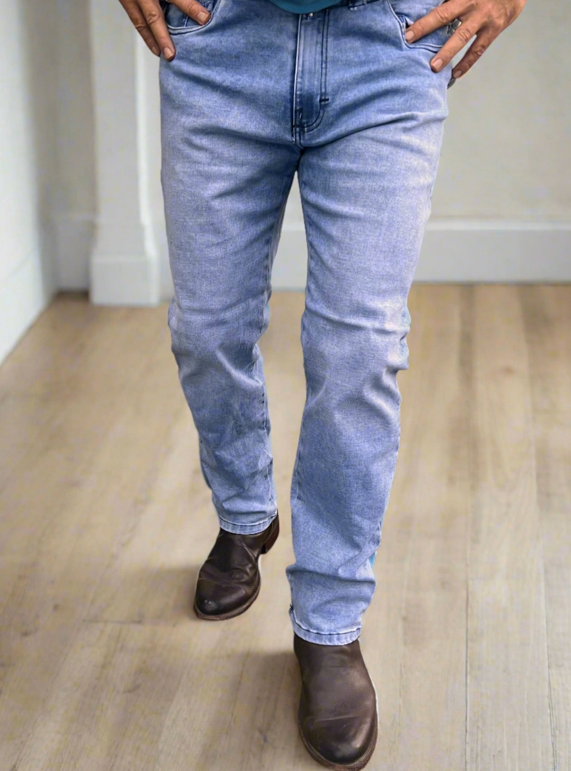Pantalones Corte Recto Azul Cielo para Hombres PDMX CDMX