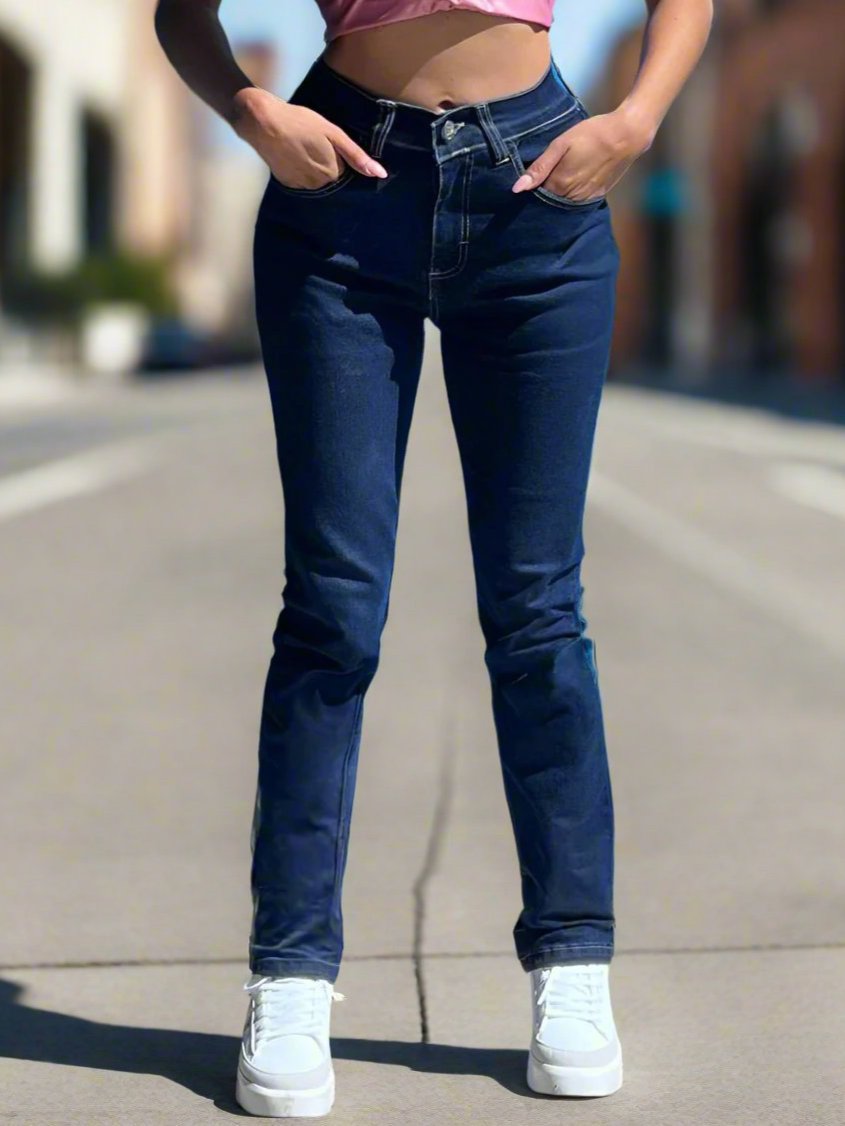 Moda femenina: Skinny jeans azul oscuro PDMX Jeans