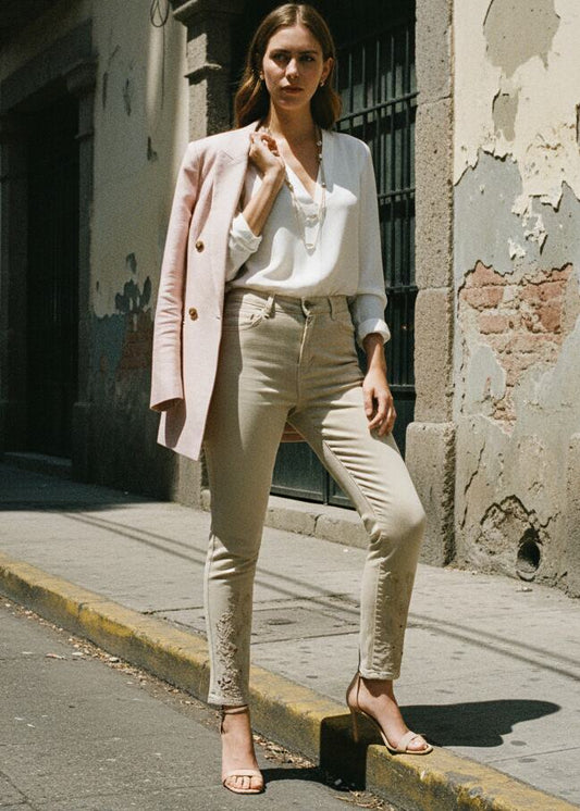 Pantalón Beige Mujer Vaqueros De Elegancia Beige Para Mujeres