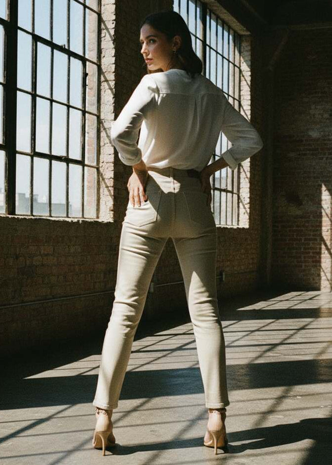 Pantalón Beige Mujer Vaqueros De Elegancia Beige Para Mujeres