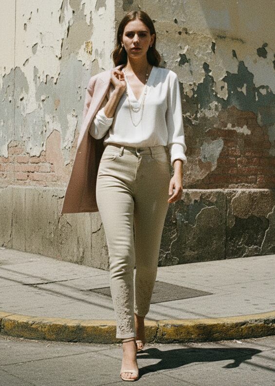 Pantalón Beige Mujer Vaqueros De Elegancia Beige Para Mujeres