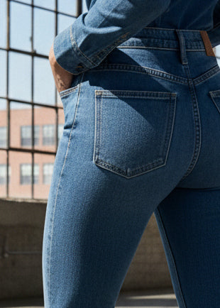 Pantalón De Mezclilla De Talle Alto Para Mujeres