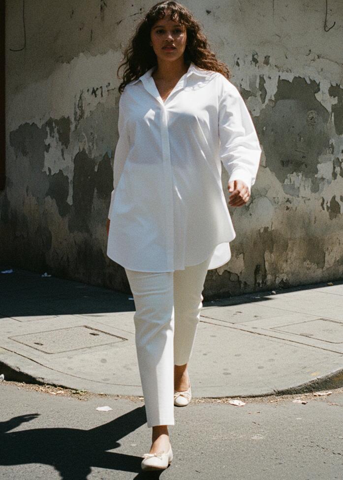 Pantalón Recto Blanco Mujer