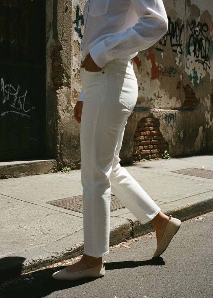 Pantalón Recto Blanco Mujer