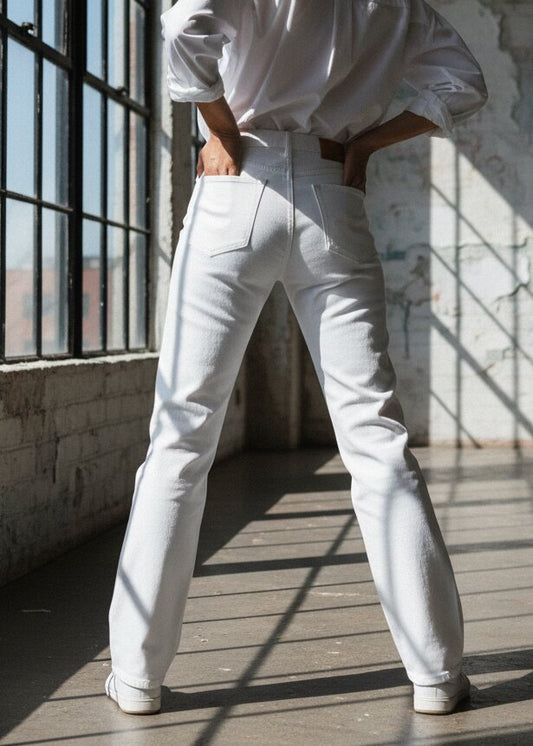 Pantalón Recto Blanco Mujer