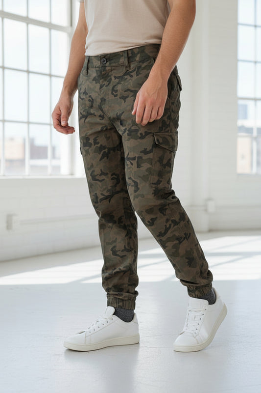 Pantalón Cargo Jogger para Hombres Camuflaje Verde