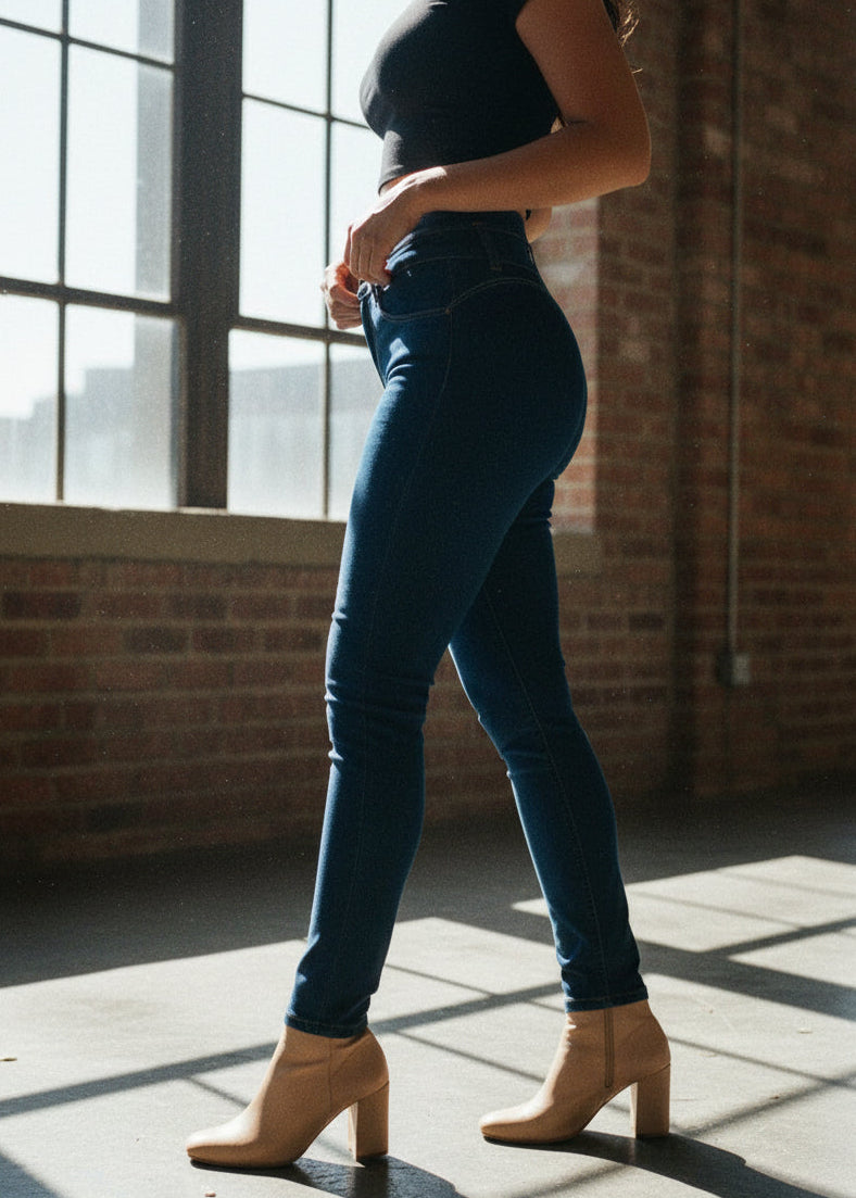 Jeans Mezclilla Azul Ajustados Mujer