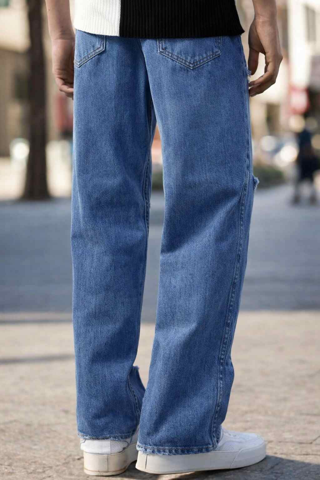 Jeans Baggy Desgarrados Azul Cielo para Hombre