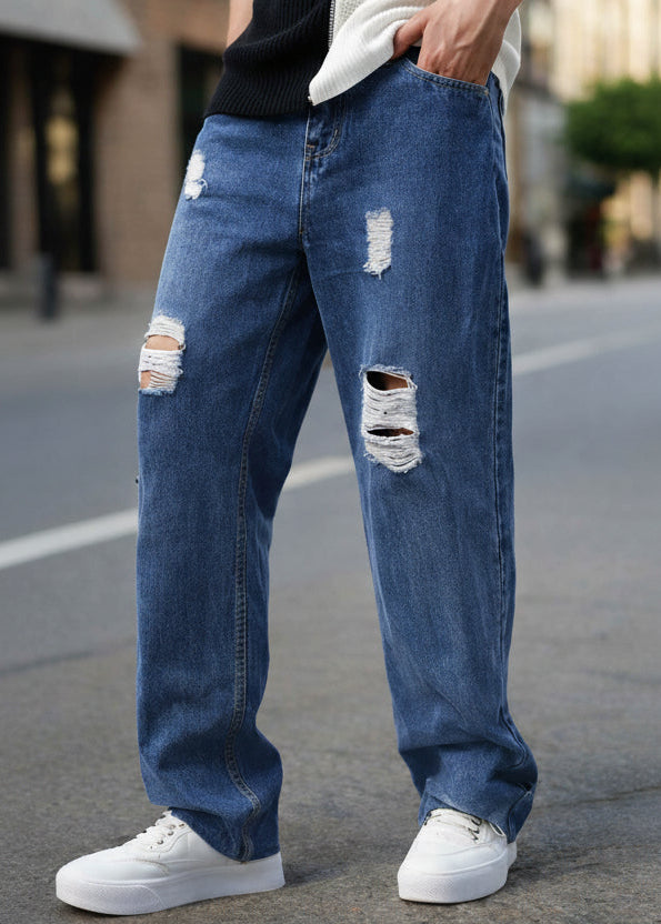 Jeans Baggy Desgarrados Azul Cielo para Hombre