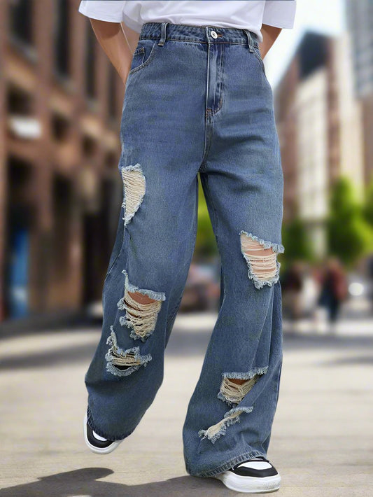 Baggy Jeans Azules Rotos PDMX para Hombre - Compra con