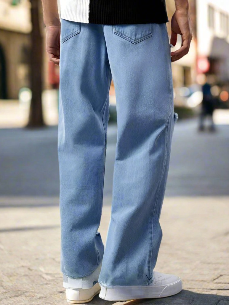 Baggy Jeans Hombre Cielo Azules Rotos PDMX Pantalones – PDMX Jeans