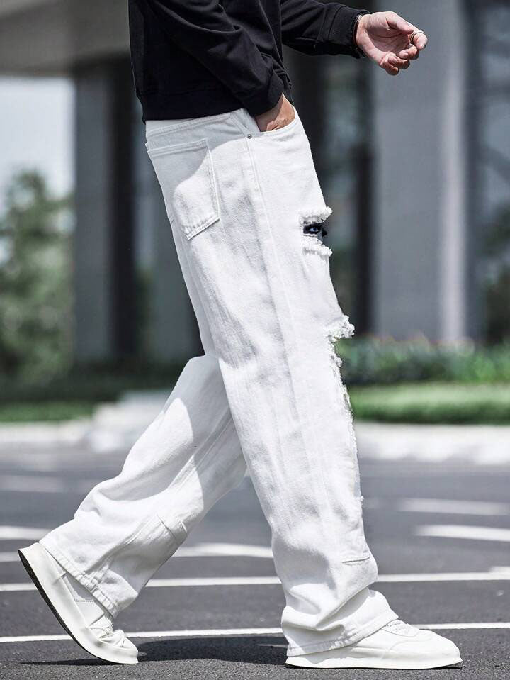 Ripped Jeans Pantalones Anchos Con Rotos De Moda Pantalones De